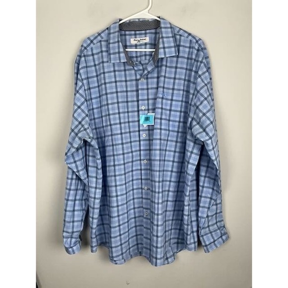Tommy Bahama Other - Tommy Bahama IslandZone Shirt XXL‎ Blue Plaid Long Sleeve Performance Stretch